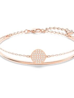 Swarovski Sublima Bangle White, 18K Rose Gold Finish Size M- Excellent Condition